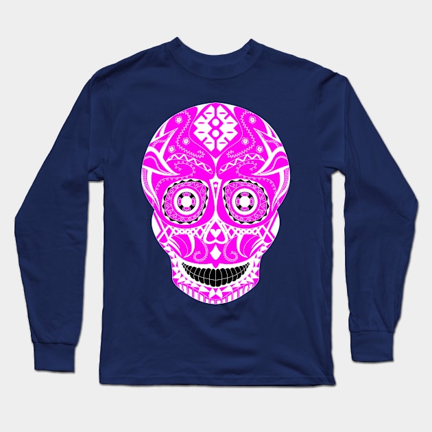 pink catrina sugar skull ecopop Long Sleeve T-Shirt by jorge_lebeau